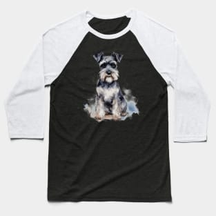 Miniature Schnauzer Watercolor Style Baseball T-Shirt